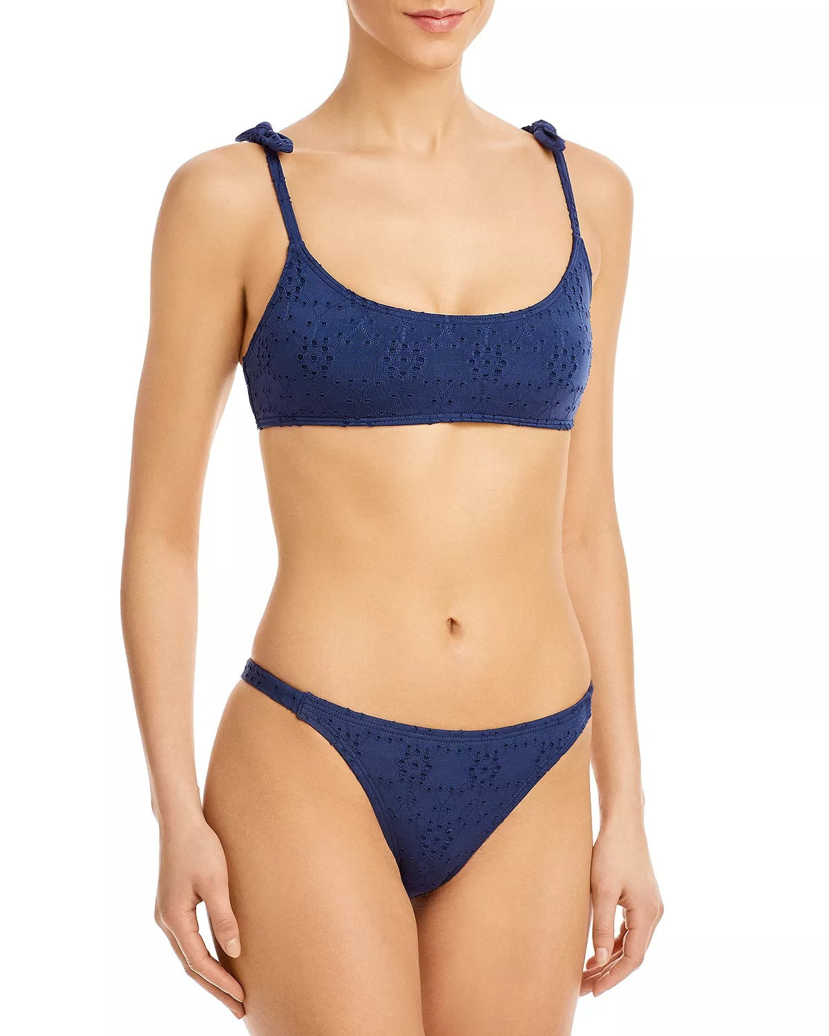 Aqua Swim Womens Eyelet String Swim Bottom Separates Size M Blue