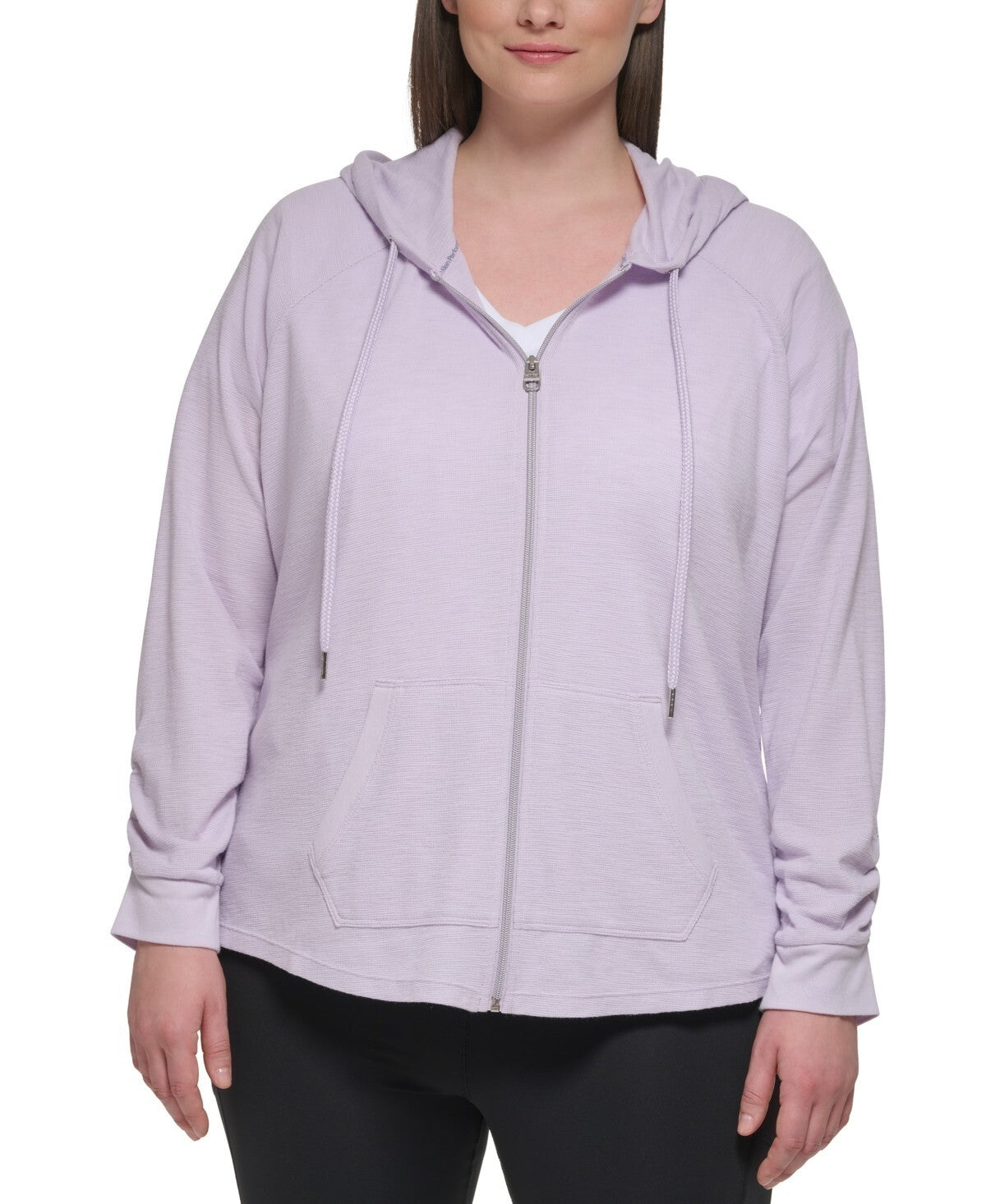 Calvin Klein Performance Ruched-Sleeve Zip Hoodie PURPLE Size 2X MSRP $59