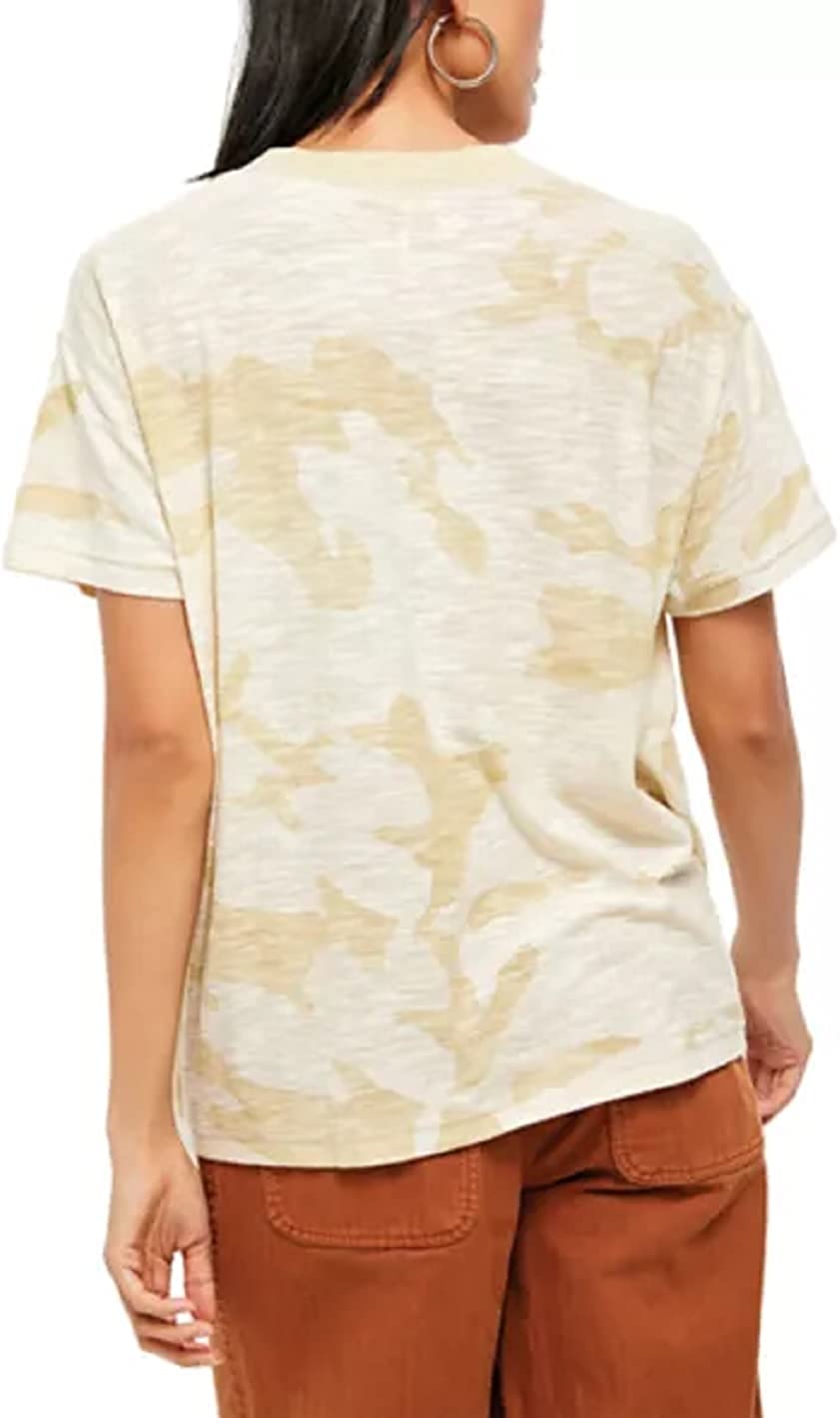 Free People Maybelle T-Shirt Sand Beige Combo Size XS
