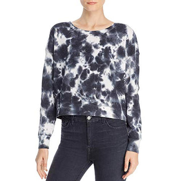 Splendid Womens Tie-Dye Waffle Knit Crop Top Gray Size L