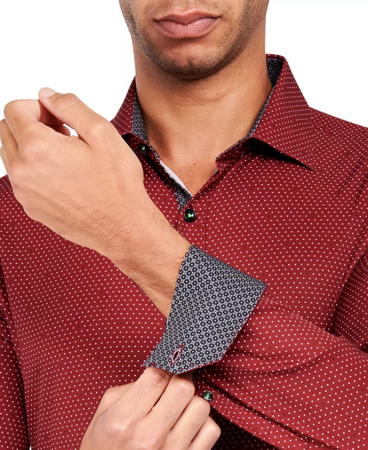 Society of Threads BURGUNDY red Slim-Fit Dress Shirt 2X Size 18-18.5x35/36 $80