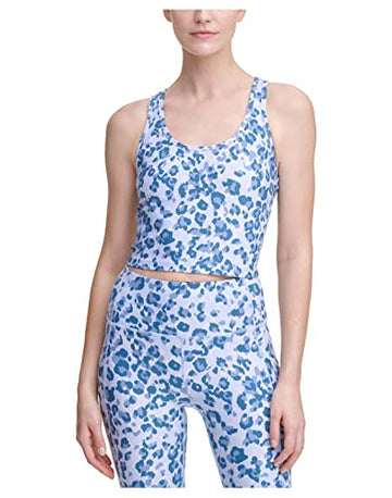 Calvin Klein Cropped Activewear Racerback Tank Top, Jaguar, Medium
