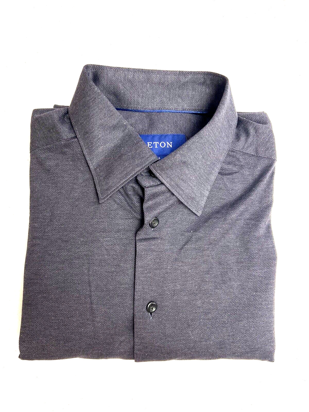 Eton Slim-Fit Jersey Knit Shirt Dark Gray Size L MSRP $225