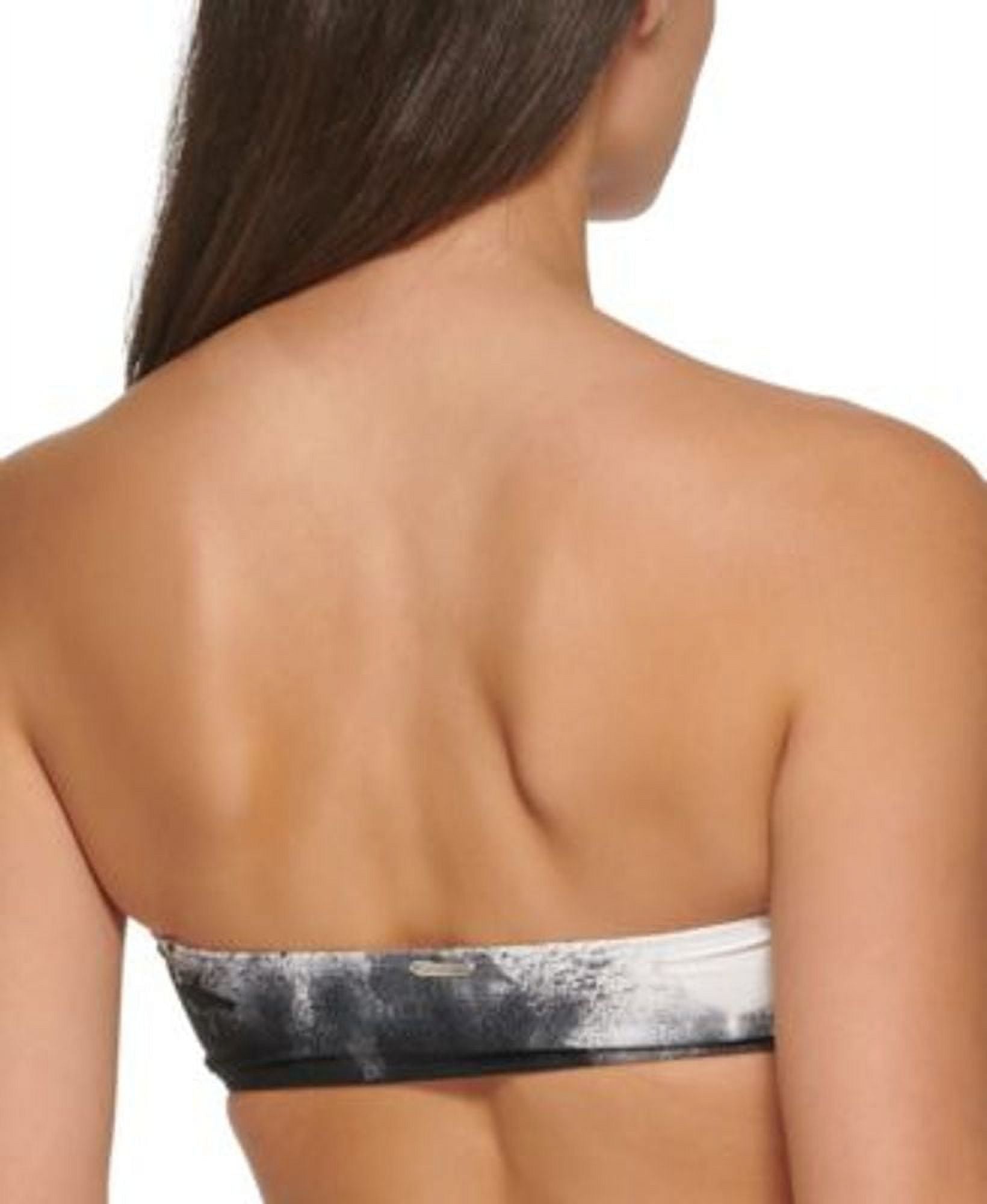 Calvin Klein BLACK & SOFT WHITE MULTI Printed Bandeau Bikini Swim Top Size S