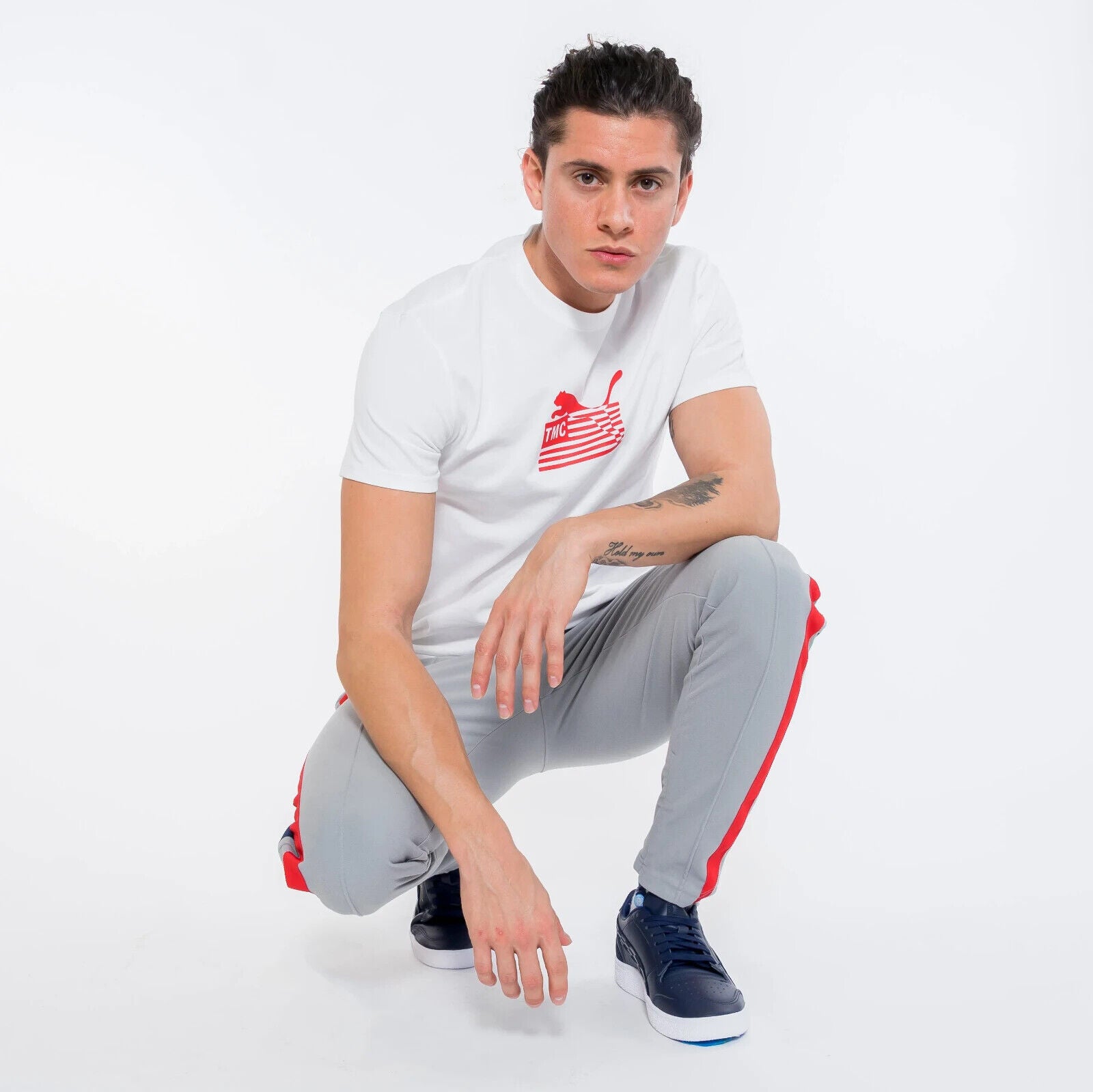PUMA Hussle Tee TMC (PUMA White/High-Risk Red) Size XXL White MSRP $40