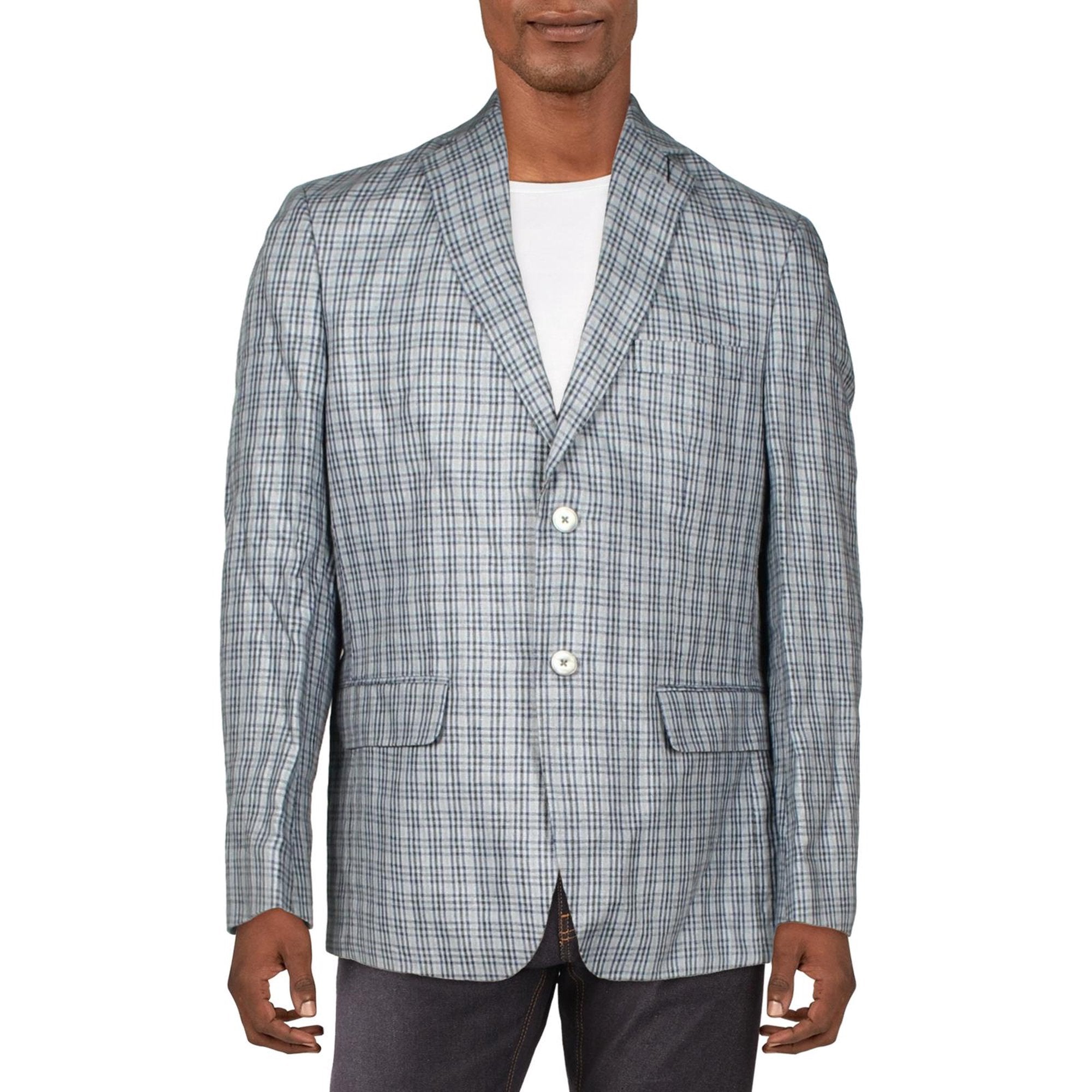 Lauren Ralph Lauren Mens Linen Plaid Sportcoat Blue Size 42R