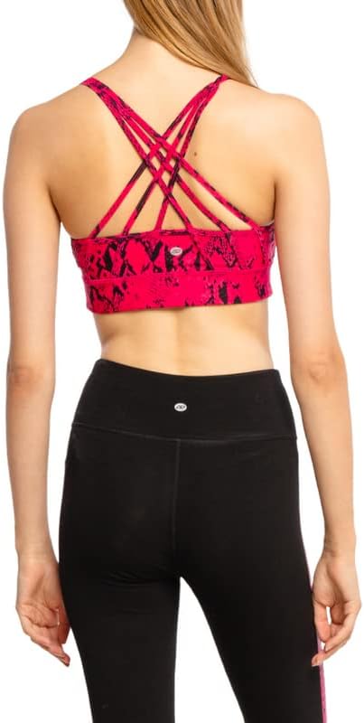 DKNY Sport Women's Snake-Embossed Sports Bra Tank Top (Pink, X-Small