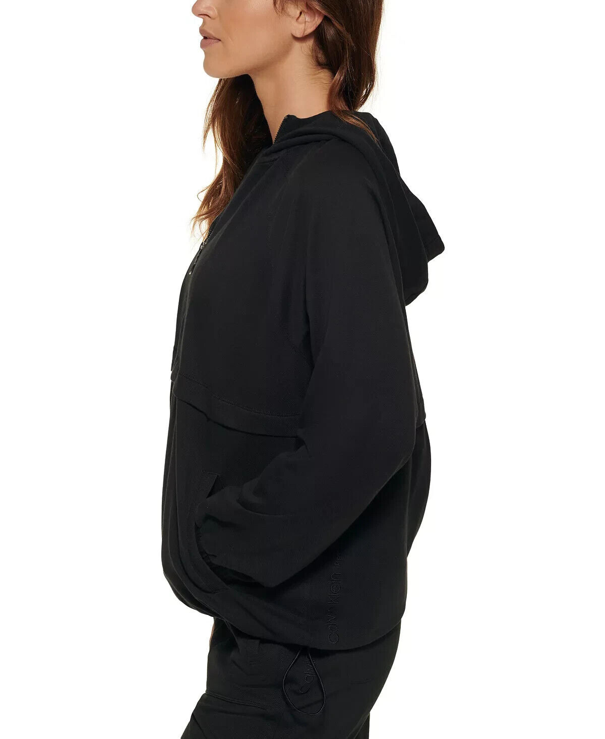 Calvin Klein Performance Womens Garment-Dyed 1/2-Zip Hoodie Black Size S $80