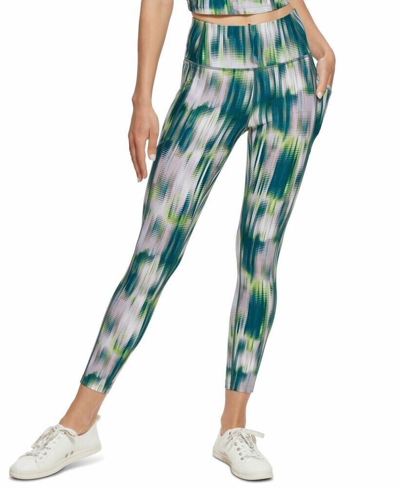 Calvin Klein Womens Printed High-Waist 7/8 Leggings Green Size XS MSRP $60