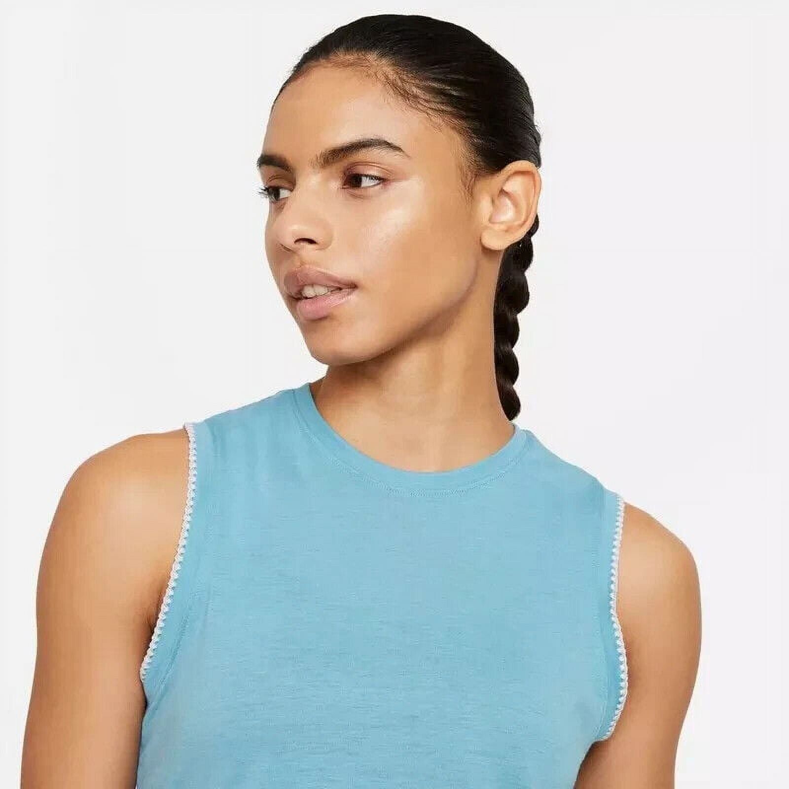 Nike Women's Crochet-Trimmed Yoga Tank Top Blue Size XS MSRP $40