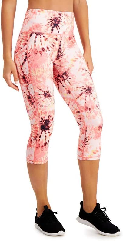 Ideology Women's Performance Printed Cropped Leggings (Dye Peachberry, X-Large)
