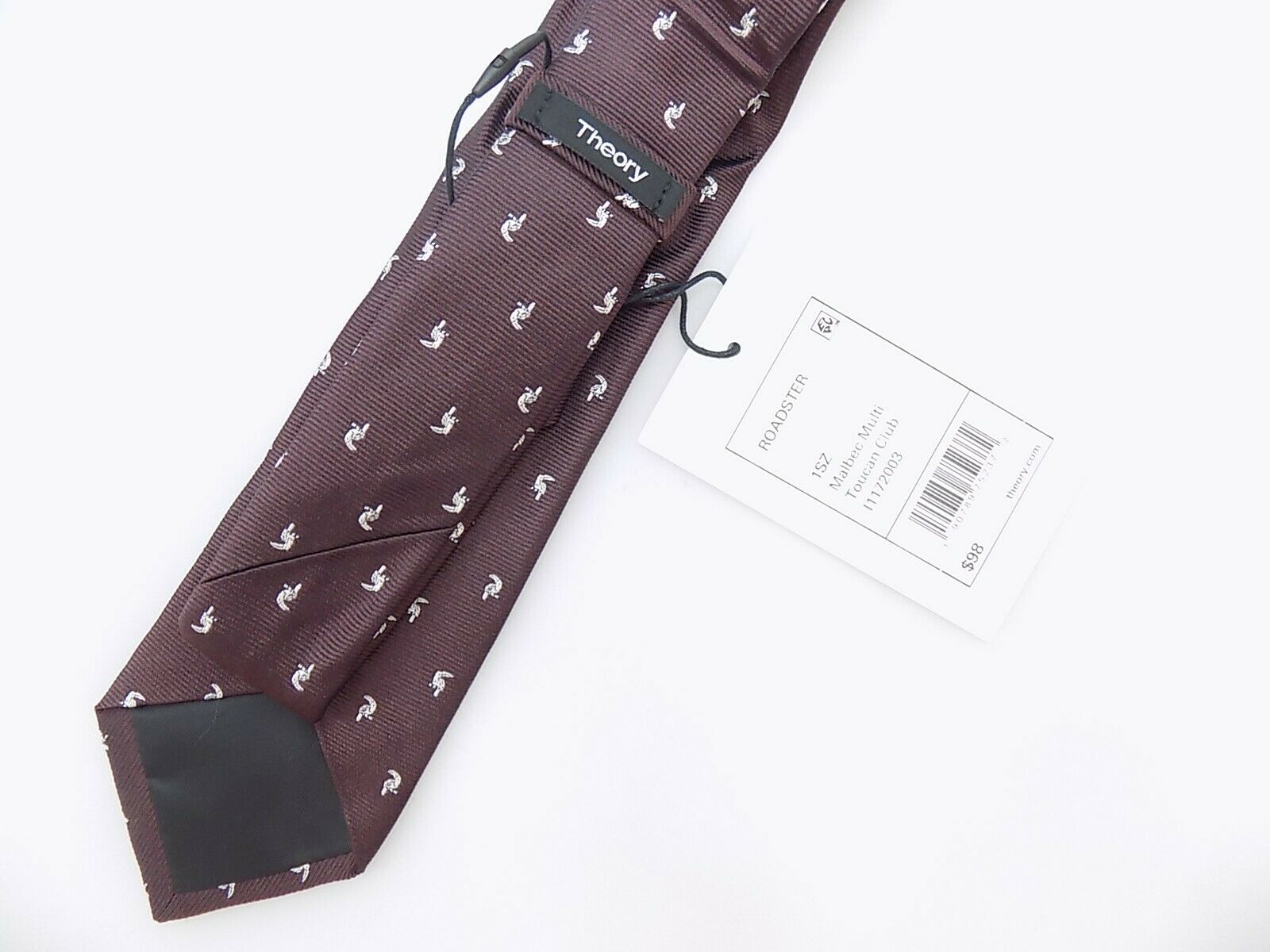 Theory Toucan Club Silk Skinny Tie Purple MSRP $98