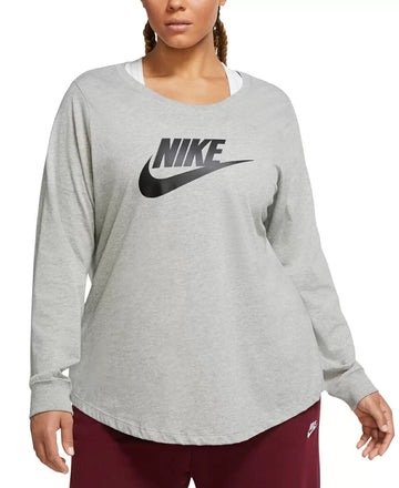 Nike Womens Plus Size Cotton Graphic Top Gray Size 1X