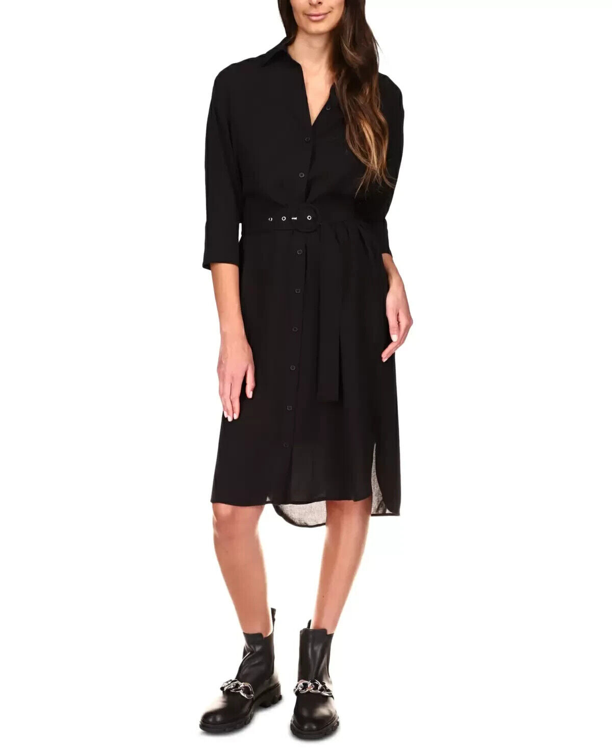 Michael Michael Kors Belted Shirtdress Black Size XS MSRP $140