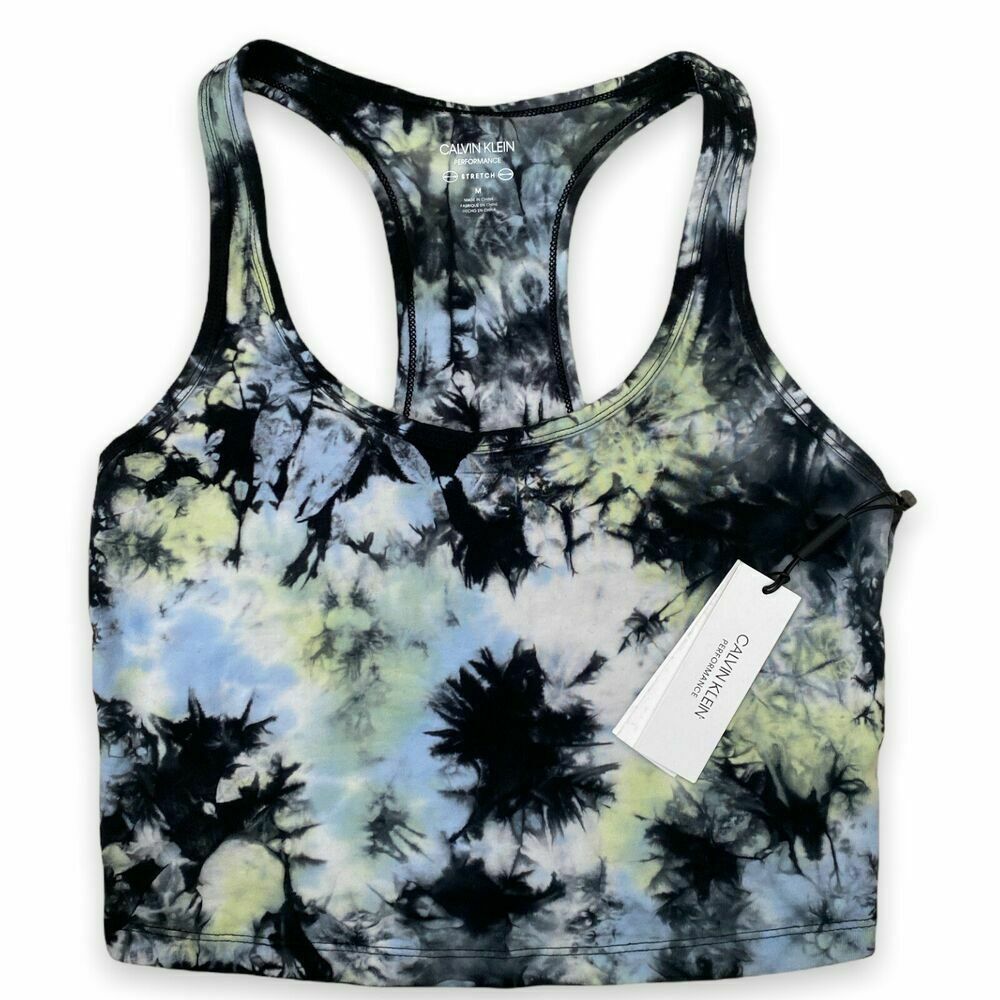Calvin Klein Performance Cropped Tie-Dyed Top Women black Size M MSRP $50