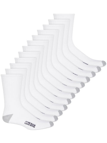 Club Room Mens 12 Pack Cushioned Crew Socks White Size 7-12