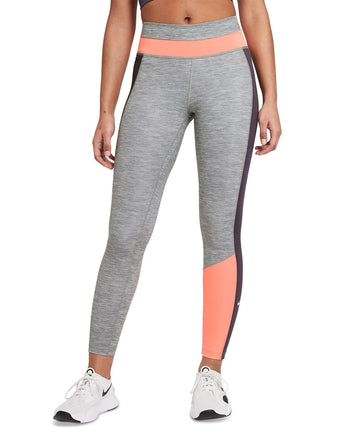 Nike Womens One Colorblocked Leggings Neon orange gray Size S MSRP $60