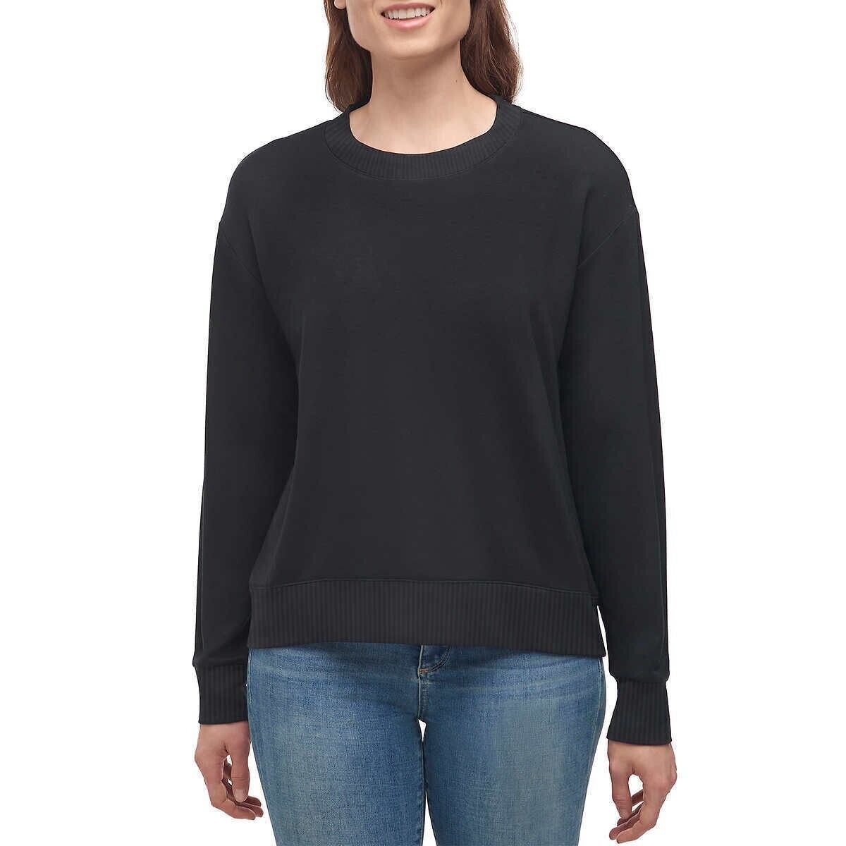 Splendid Womens Crewneck Long Sleeve Lightweight Pullover Top black Size XXL