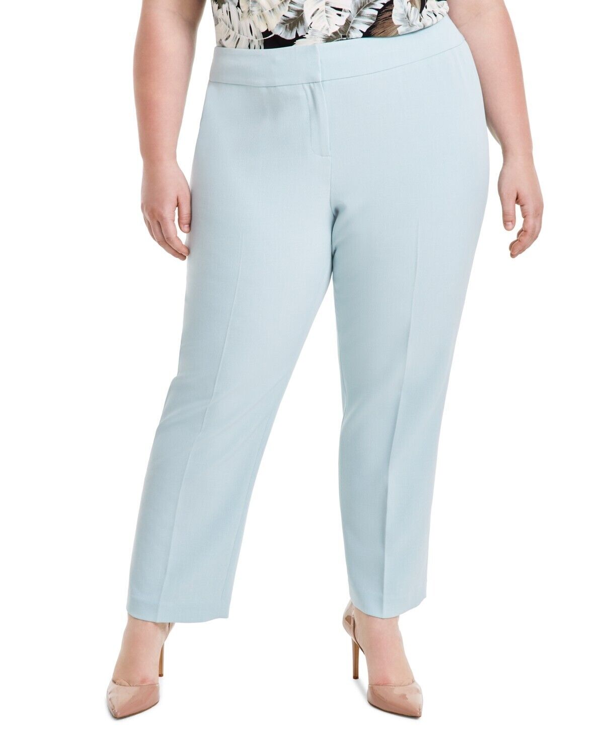 Kasper Plus Size Mid Rise Straight-Leg Fly-Front Pants BLUE Size 20W MSRP $89