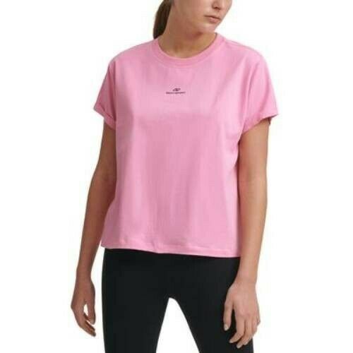 DKNY Women's Sport Cotton Logo T-Shirt Atomic Pink Size L MSRP $30