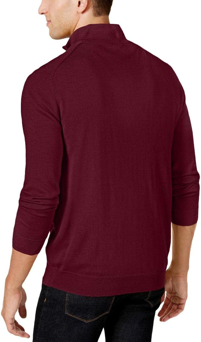 Club Room Mens Wool Blend 1/4 Zip Sweater Red Size L