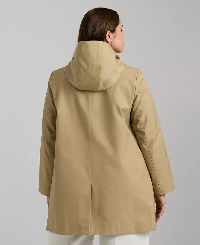 Lauren Ralph Lauren Plus Size 2X Hooded Raincoat Tan Beige MSRP $260