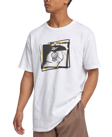 Reebok Mens Regular fit Short Sleeve Basketball Graphic T-Shirt Shirt XL White