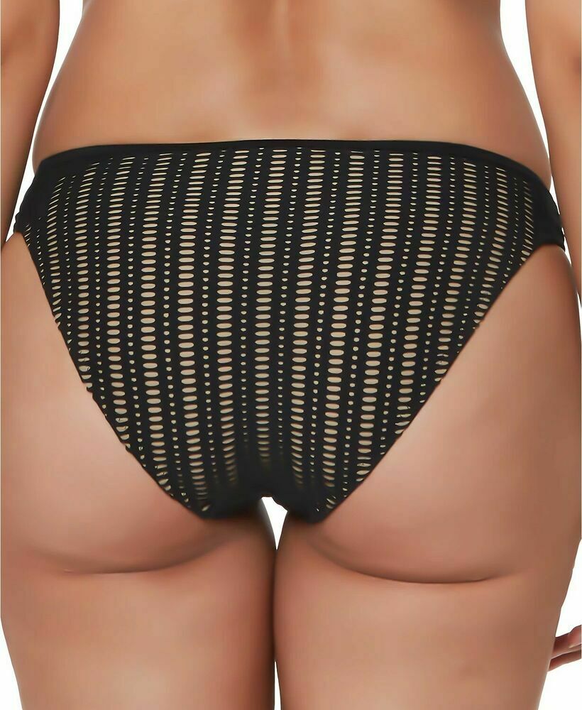 Bar III Crochet Side-Tab Hipster Bikini Bottoms womens black Size XL MSRP $44