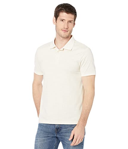Calvin Klein Short Sleeve Smooth Cotton Grid Print Polo Tofu Ivory Size XL