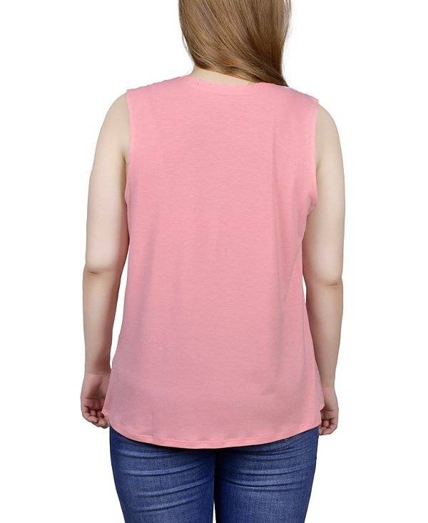 NY Collection Petite Sleeveless Swiss Dot Blouse Top Pink Size PM