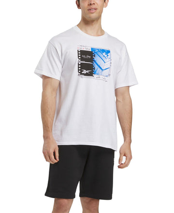 Reebok Mens Regular fit Short Sleeve Graphic T-Shirt Shirt Size L White Solid