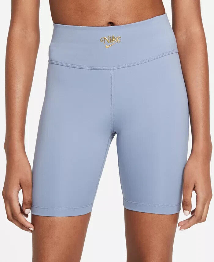 Nike Women's Logo-Waist Bike Shorts Blue Size S MSRP $45