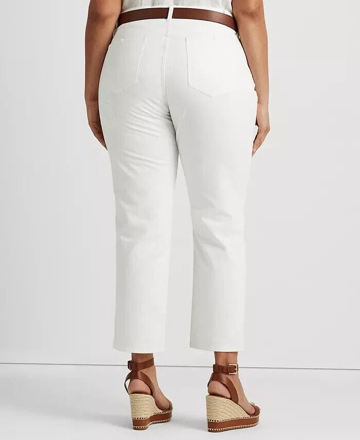 LAUREN RALPH LAUREN Plus Size 18W Eyelet Embroidery Ankle Jeans White MSRP $195