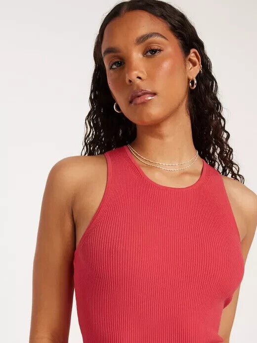 Michael Kors ECO TANK SLIT MAXI DRESS Coral Red Size L MSRP $225