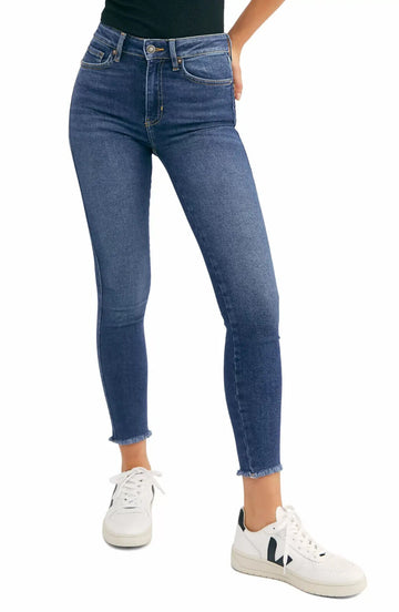 FREE PEOPLE High Waist Raw Hem Ankle Leggings Navy Skinny Jeans 26 SALE MSRP $78