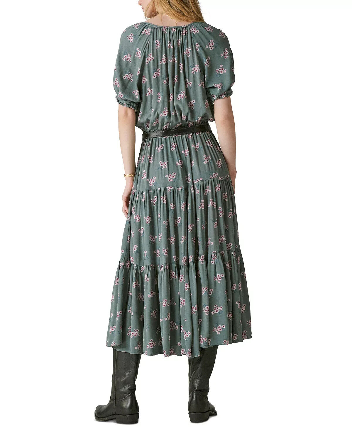 LUCKY BRAND Women Boho Smocked Waist Maxi Dress balsam Green Size XXL MSRP $119