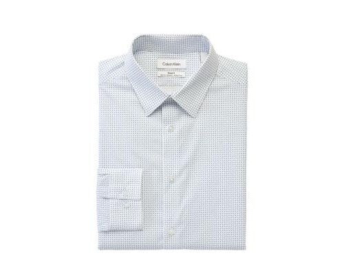 Calvin Klein Men Steel White Slim Fit Stretch Dress Shirt Size 16x32/33 MSRP $85