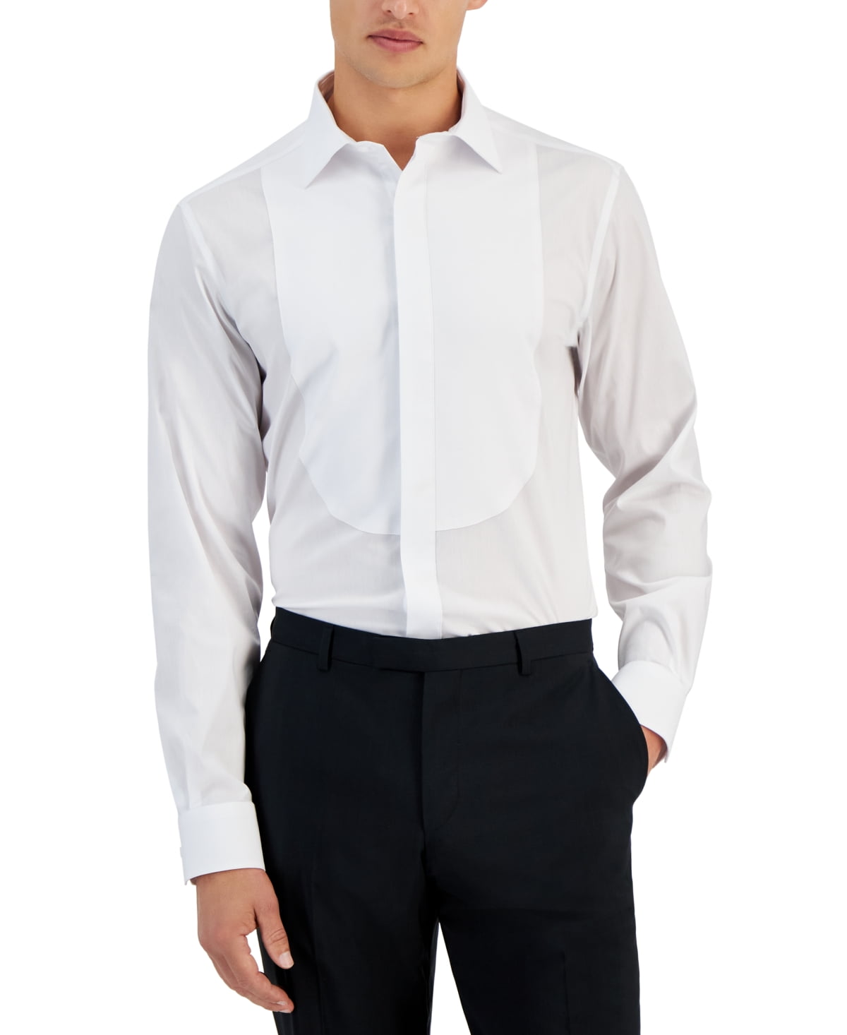 Alfani Mens Slim fit Long Sleeve Button-Up Shirt Medium White Solid