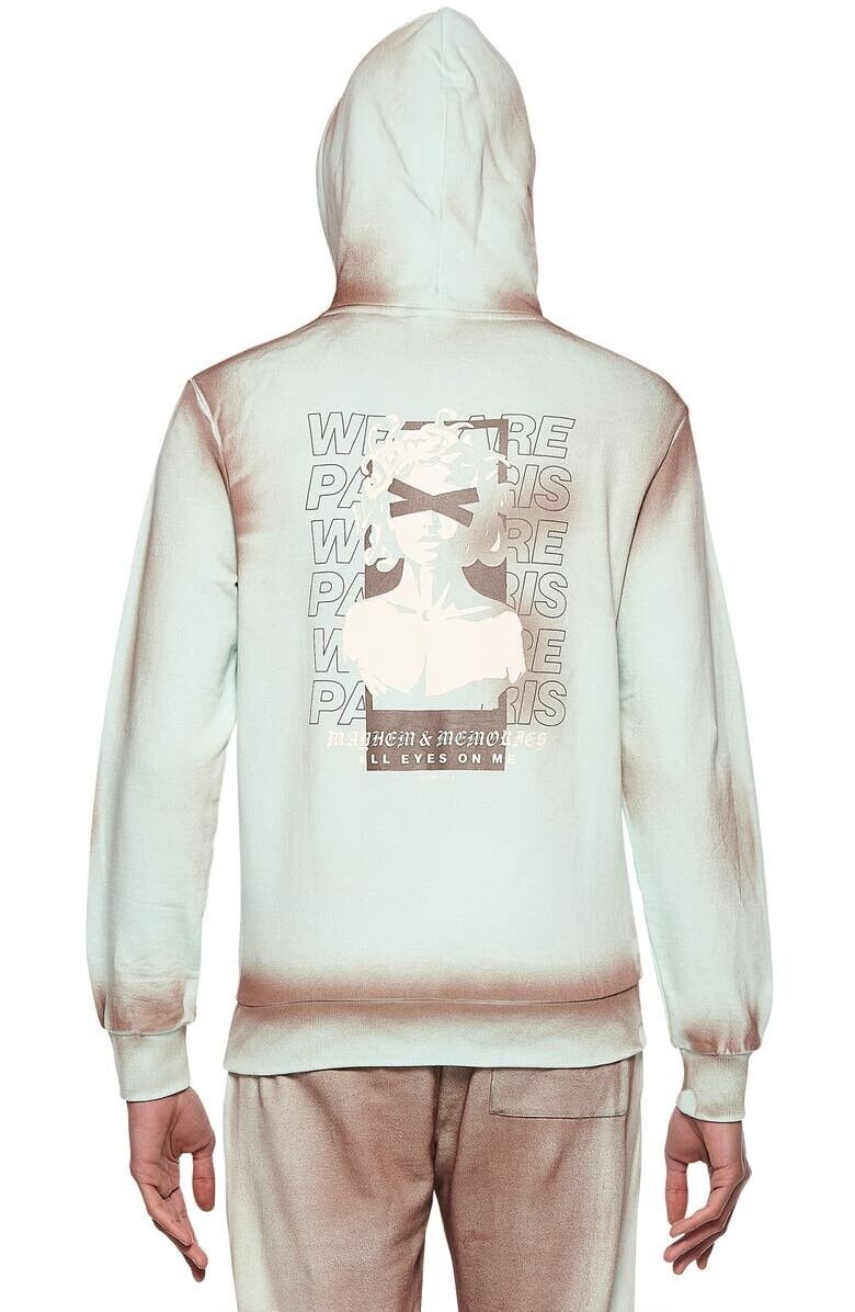 ELEVENPARIS Spray Paint Cotton Hoodie Green Brown Size L MSRP $148