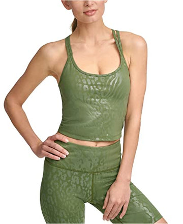Calvin Klein Performance Printed Strappy-Back Tank Top Green Size M