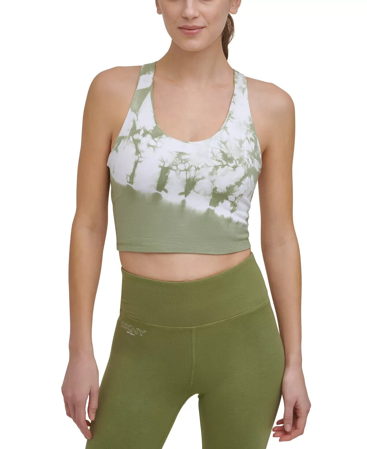 Dkny Sport Women's Tie-Dyed Long-Line Sports Bra Green Size XL MSRP $45