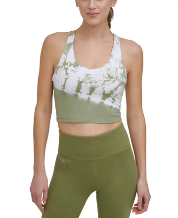 Dkny Sport Women's Tie-Dyed Long-Line Sports Bra Green Size XL MSRP $45