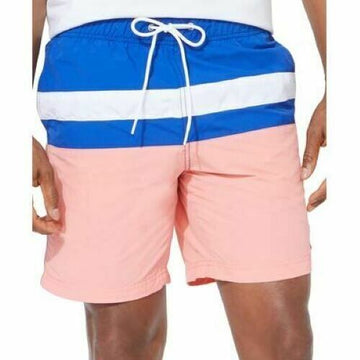 Nautica Men's Colorblocked 8" Swim Trunks Coral pink Size S MSRP $60