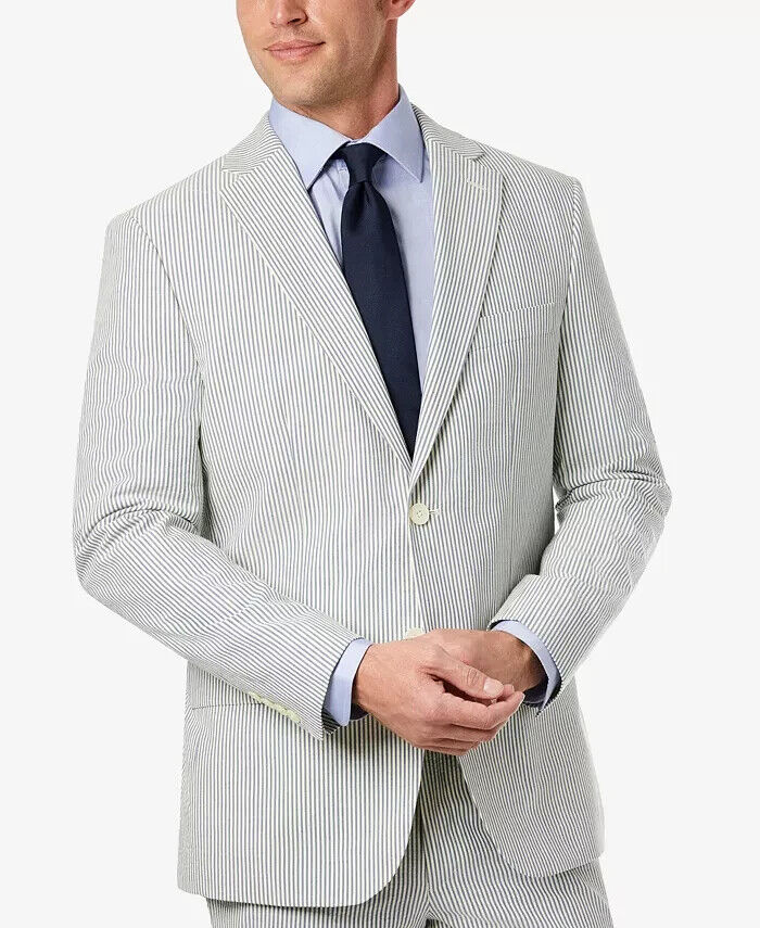 Lauren Ralph Lauren UltraFlex Blue Seersucker Cotton Sport Coat Size 38R $360