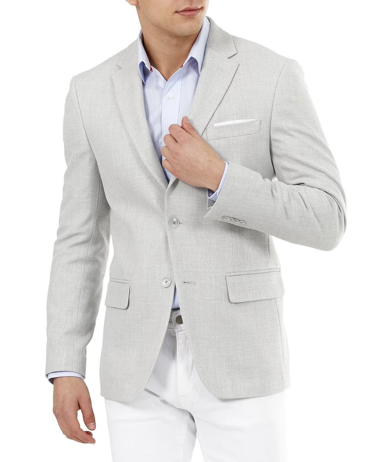 TOMMY HILFIGER Men's Slim-Fit Solid Weave Blazer Conrad Gray Size 42L MSRP $295