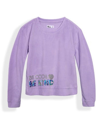 Epic Threads Big Girls Long Sleeve Text Vel Lavender Purple Size L