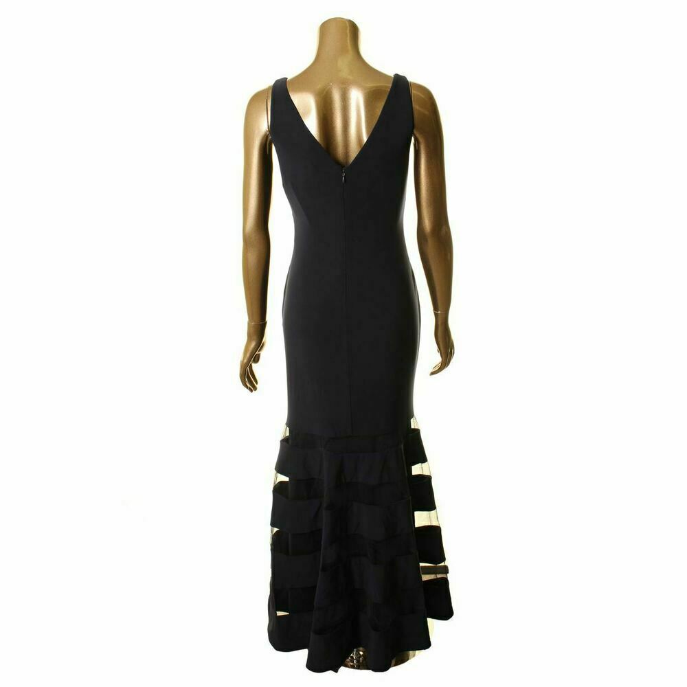 Lauren Women's Illusion Stripe Gown dress Blue Navy Size 4 MSRP $240