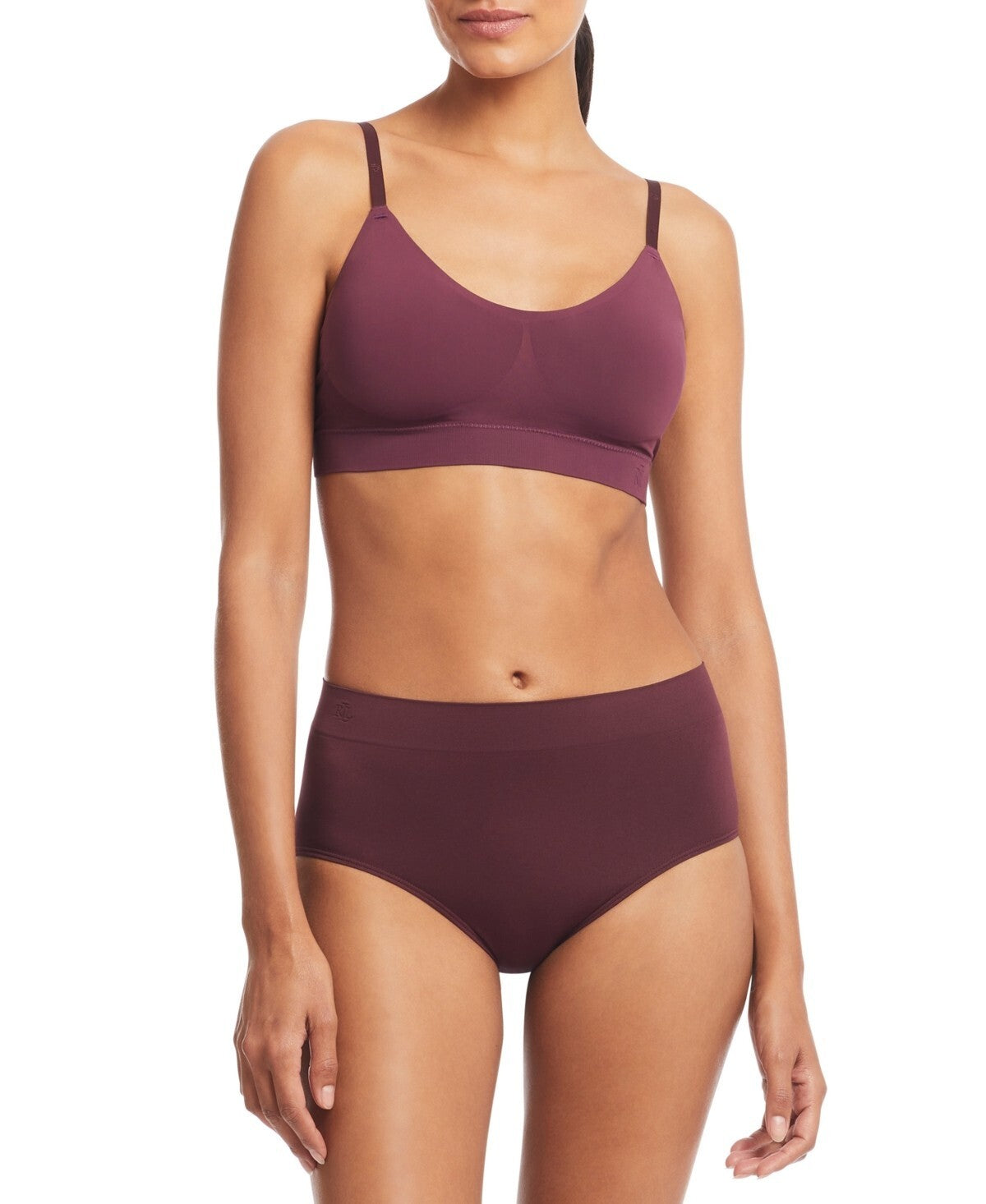 Lauren Ralph Lauren 4L0079 Smoothing Wireless Bralette Wine Red Size S MSRP $48