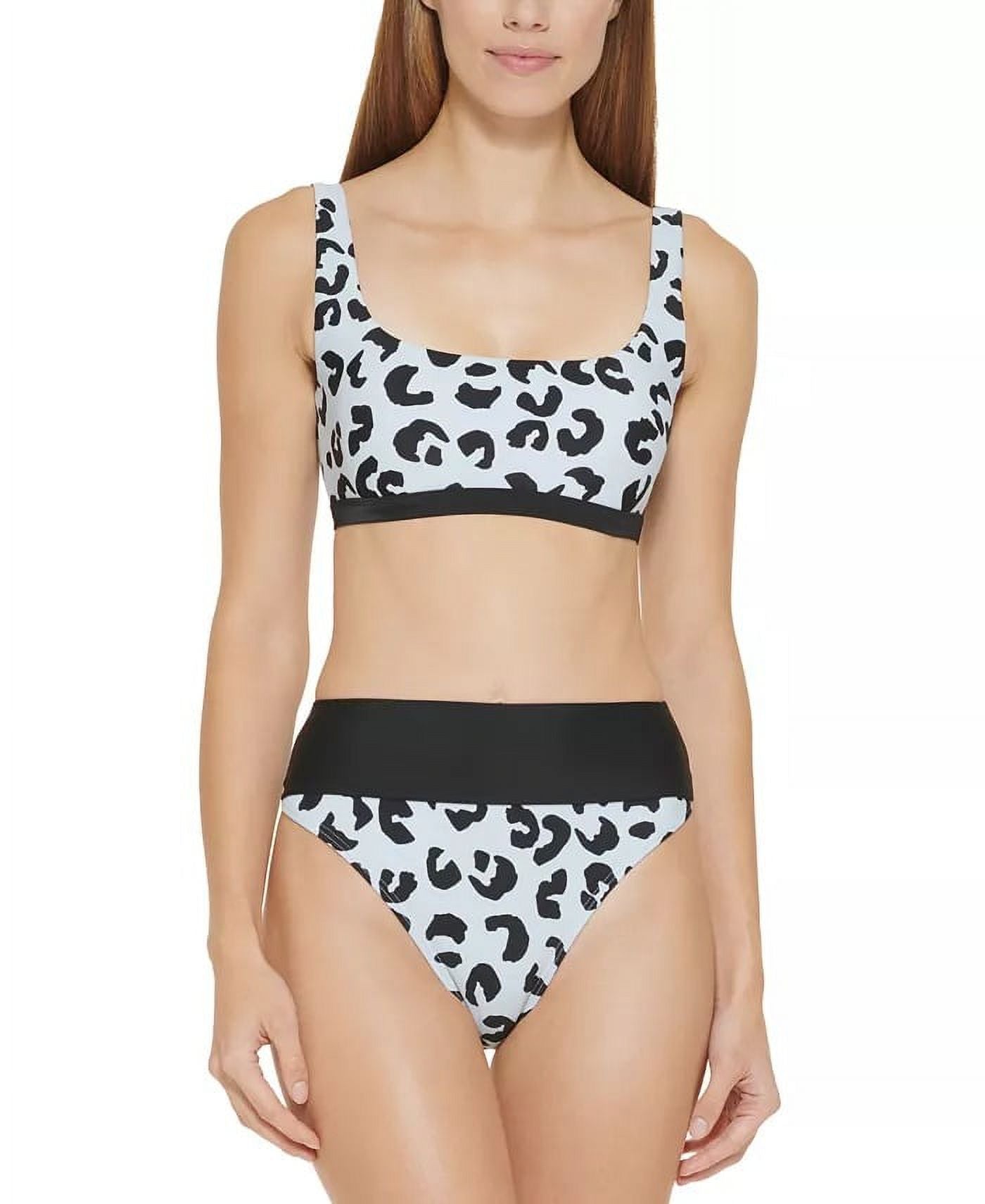 Dkny Women's Printed High Waist Bikini Bottom Swimsuit Blue Size S