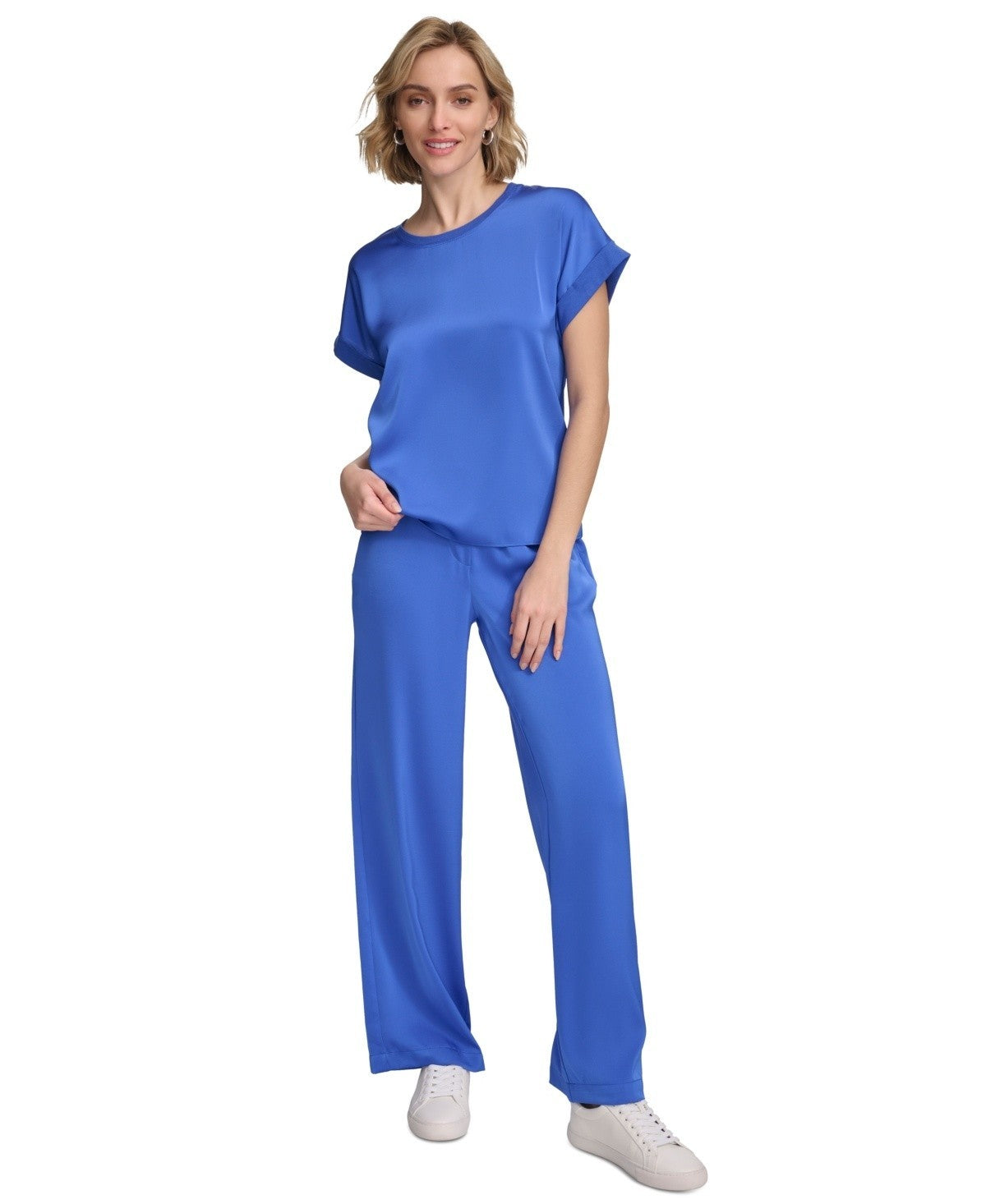 Calvin Klein Women's Pull-On Wide-Leg Pants Blue Size XL MSRP $90